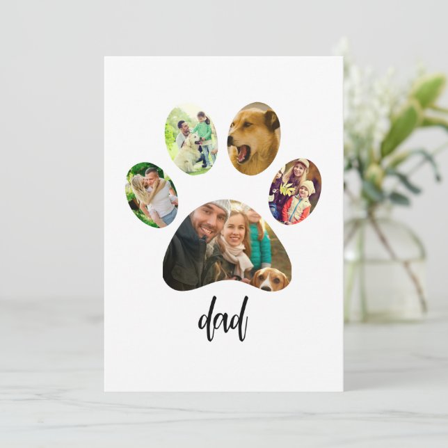 Tarjeta Festiva Padre Perro del Día del Padre | collage de fotos d (Anverso de pie)
