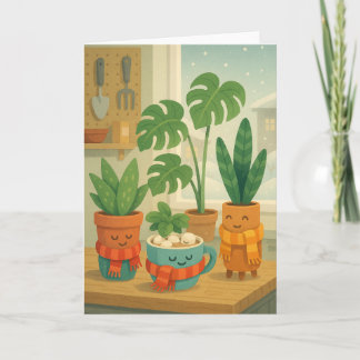 Tarjeta Festiva Padres de Plantas Navideños