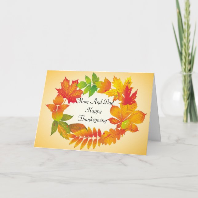 Tarjeta Festiva Padres felices Día de Acción de Gracias (Anverso)