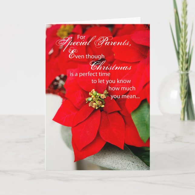 Tarjeta Festiva Padres Navidades Poinsettia (Anverso)