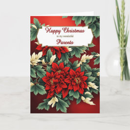 Tarjeta Festiva Padres Navidades Poinsettias