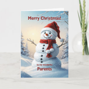 Tarjeta Festiva Padres Navidades Snowman