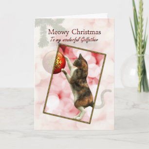 Tarjeta Festiva Padrino, Navidades Meowy