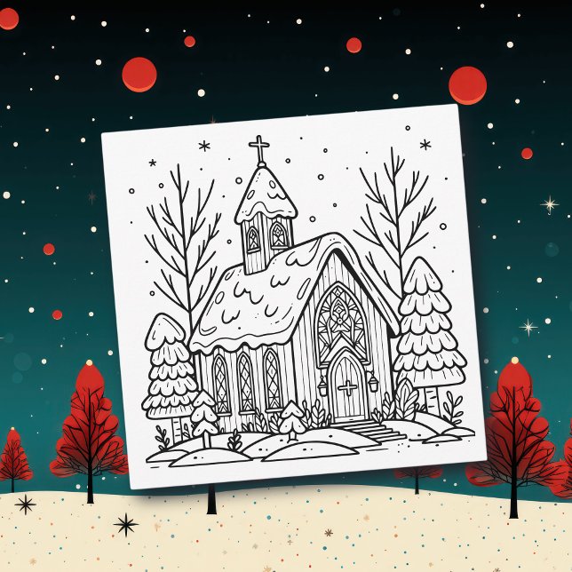 Tarjeta Festiva Página Color Me | Iglesia de los navidades (Subido por el creador)