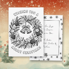 Tarjeta Festiva Página Color Me | Wreath navidades