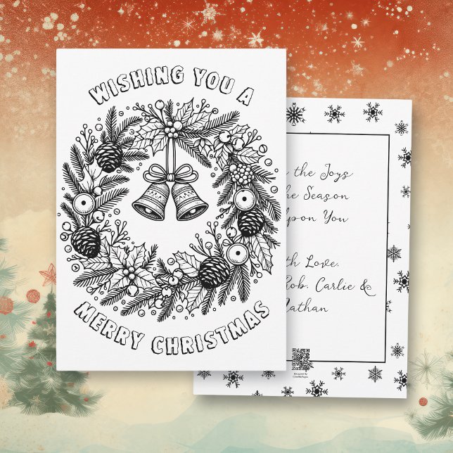 Tarjeta Festiva Página Color Me | Wreath navidades (Subido por el creador)