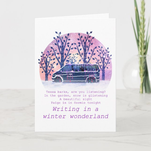 Tarjeta Festiva Paige Toon Escribiendo En Winter Wonderland (Anverso)