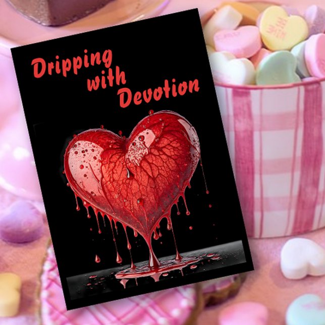 Tarjeta Festiva Paint Drip Red Heart Valentine Card (Subido por el creador)