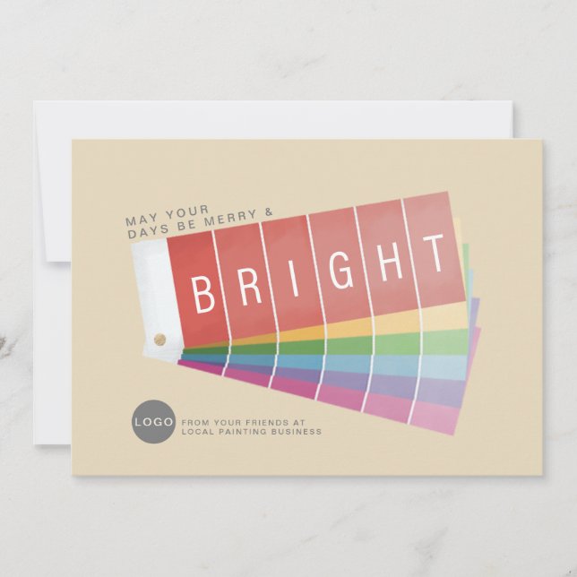 Tarjeta Festiva Paint Swatts Corporate/Business Merry & Bright (Anverso)