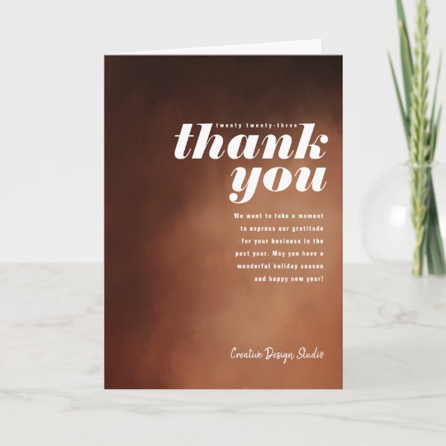 Tarjeta Festiva  Painted Thank You Caramel Brown Folded Business (Anverso)