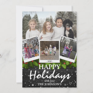 Tarjeta Festiva País Navidades de Madera Rústica Festividad 4 x Fo