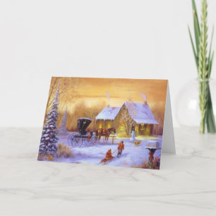Tarjeta Festiva País pasado de moda Christmastime
