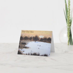 Tarjeta Festiva paisaje arbolado de la escena de la nieve de invie