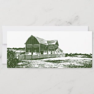 Tarjeta Festiva Paisaje campestre estilo madera casa de campo