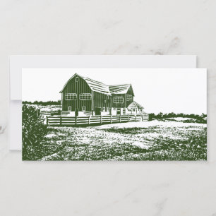 Tarjeta Festiva Paisaje campestre estilo madera casa de campo