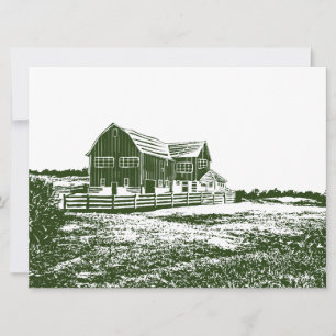 Tarjeta Festiva Paisaje campestre estilo madera casa de campo