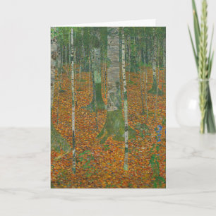 Tarjeta Festiva Paisaje de bosque de abedules de Klimt en otoño
