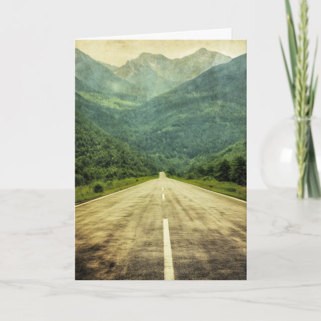 Tarjeta Festiva Paisaje de caminos seguros (Anverso)