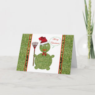 Tarjeta Festiva Paisaje de cuidado de césped de jardinería navideñ