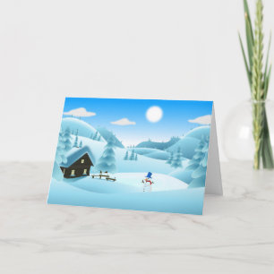 TARJETA FESTIVA PAISAJE DE INVIERNO "FELICES VACACIONES"