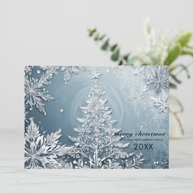 Tarjeta Festiva Paisaje de Navidades elegantes, saludo de Navidade (Anverso de pie)