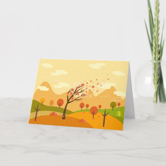Tarjeta Festiva Paisaje del árbol de otoño (Anverso)
