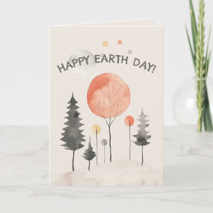 Tarjeta Festiva Paisaje del bosque acuático Feliz Día de la Tierra