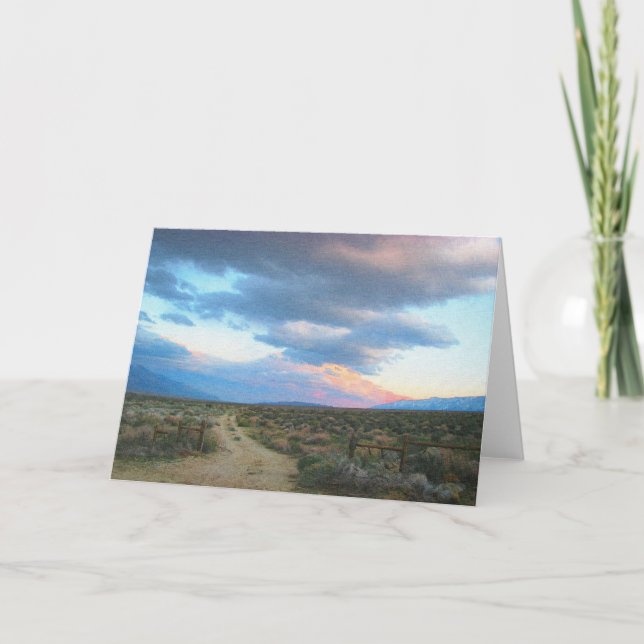 Tarjeta Festiva Paisaje del este de Sierra - el valle de Owen (Anverso)