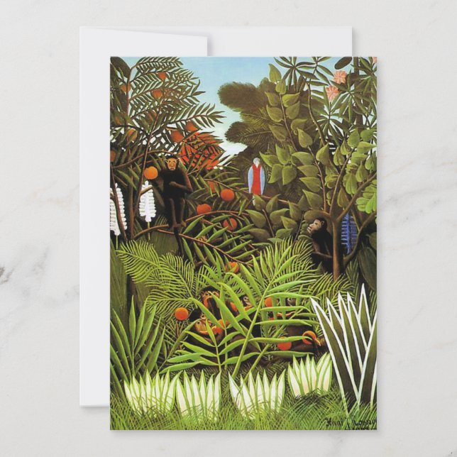 Tarjeta Festiva Paisaje exótico por Henri Rousseau (Anverso)
