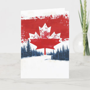 Tarjeta Festiva Paisaje inusual de la hoja de arce en Canadá