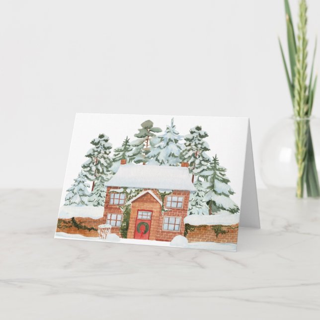 Tarjeta Festiva Paisaje Invernal (Anverso)