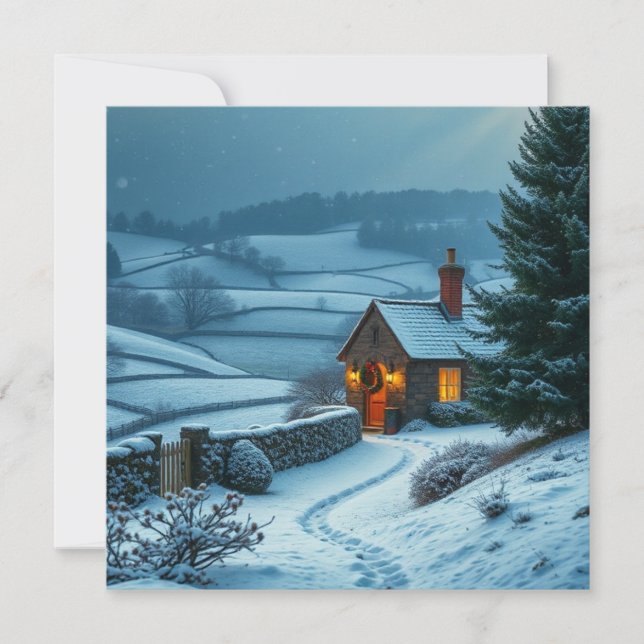 Tarjeta Festiva Paisaje invernal británico (Anverso)