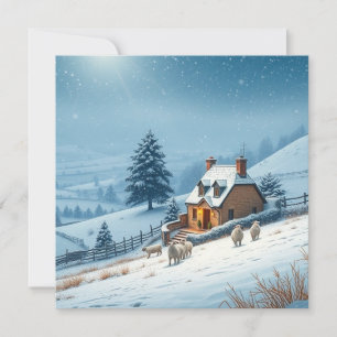Tarjeta Festiva paisaje invernal británico 