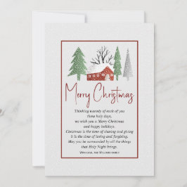 Tarjeta Festiva Paisaje invernal con árboles y Navidades nevados