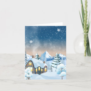 Tarjeta Festiva Paisaje invernal mágico