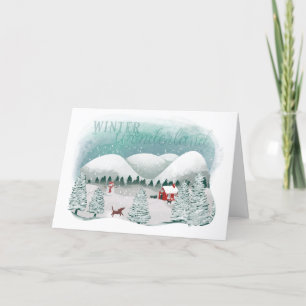 Tarjeta Festiva Paisaje invernal mágico