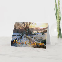 Paisaje invernal navideño vintage nevado