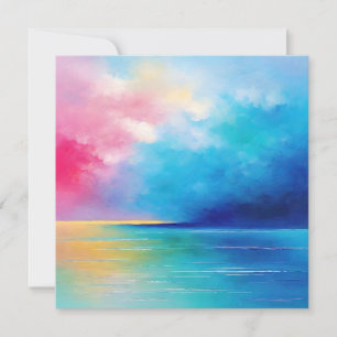 Tarjeta Festiva Paisaje marino "Tarfarran" rosa y azul