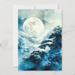 Tarjeta Festiva Paisaje místico de montaña bajo la luz de la luna