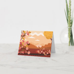 Tarjeta Festiva Paisaje otoñal con flores