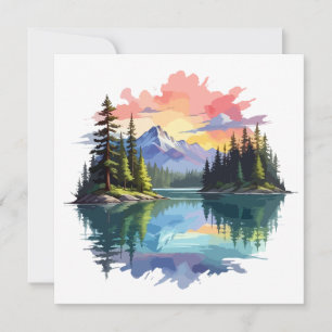 Tarjeta Festiva Paisaje Sereno Tranquilo Naturaleza Tranquila Arte