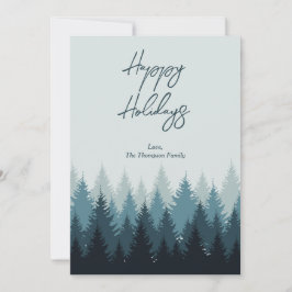 Tarjeta Festiva Paisaje Verde Sabio de Árboles del Bosque Felices 