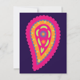 Tarjeta Festiva Paisley Colorido