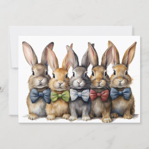 Tarjeta Festiva Pajarita de conejo elegante acuarela