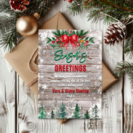 Tarjeta Festiva Pajarita roja de campo rústico Navidades