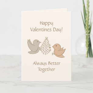 Tarjeta Festiva Pajaritos Beige - Las aves de amor están mejor jun