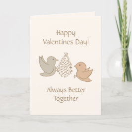 Tarjeta Festiva Pajaritos Beige - Mejores juntos pájaros de amor.