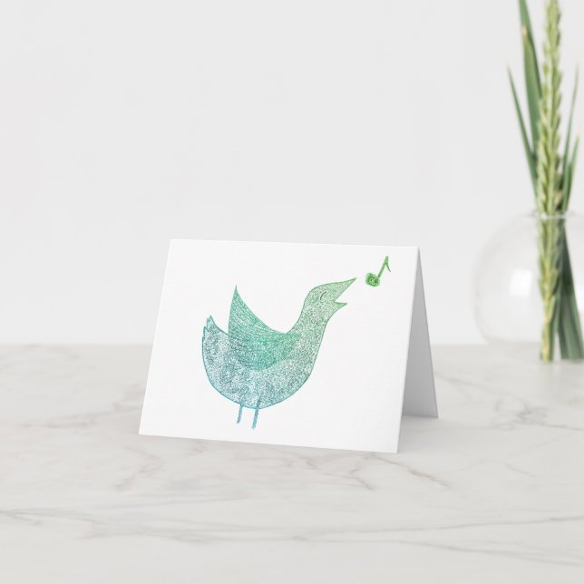 Tarjeta Festiva Pájaro Cantando (Anverso)