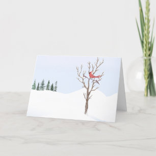 Tarjeta Festiva Pájaro Cardinal Rojo Paz En La Tierra Familia
