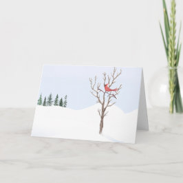 Tarjeta Festiva Pájaro Cardinal Rojo Paz En La Tierra Familia